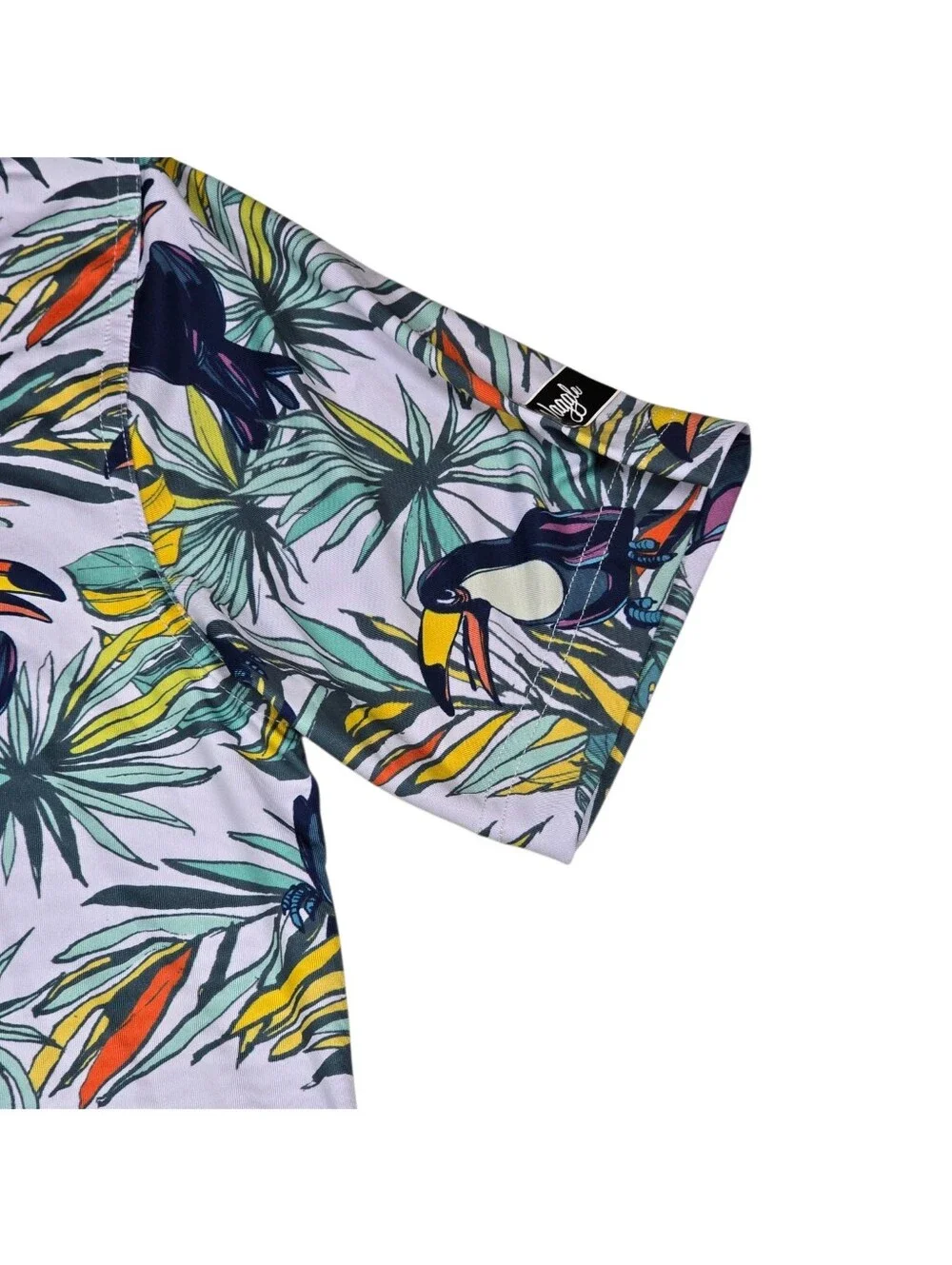 Waggle Men's Toucan Tropical Floral AOP Performance Golf Polo Shirt, Size Medium - Picture 6 of 9